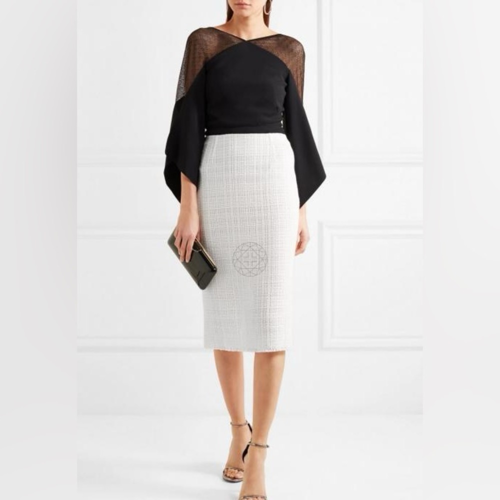 Roland Mouret ivory textured midi skirt NWT size 4